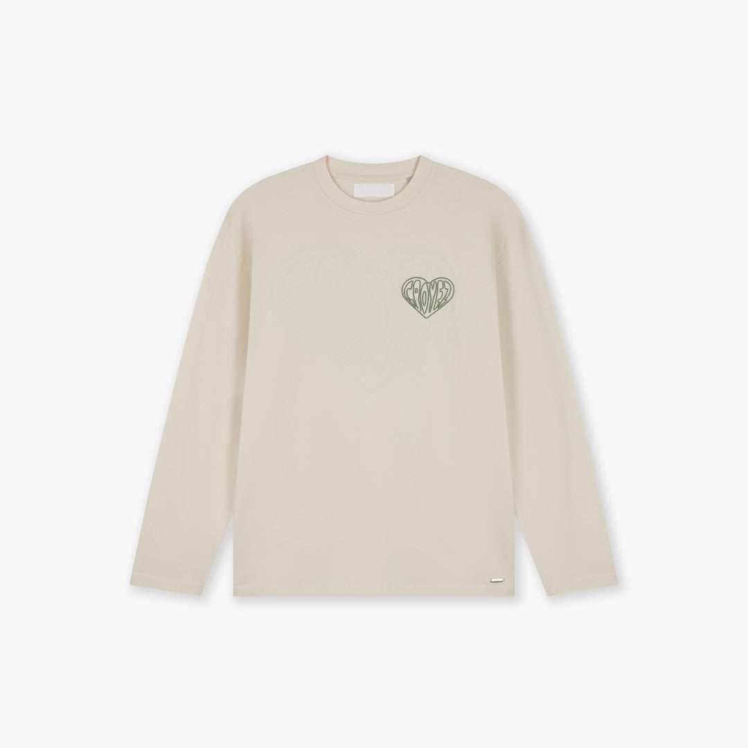 Croyez Stitched Heart Longsleeve T-Shirt | Light Beige