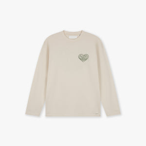 Croyez Stitched Heart Longsleeve T-Shirt | Light Beige