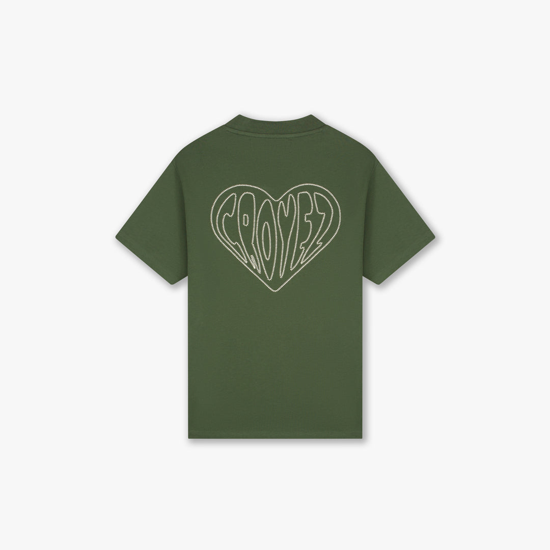 Croyez Stitched Heart T-Shirt | Forest Green