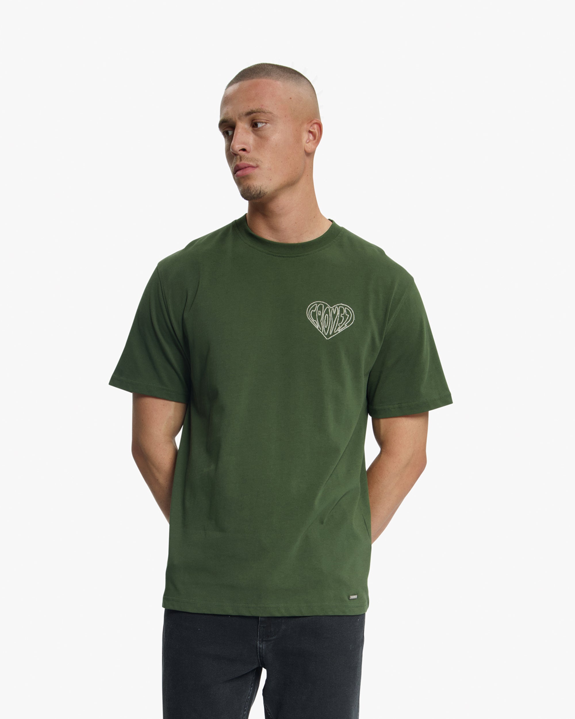 Croyez Stitched Heart T-Shirt | Forest Green