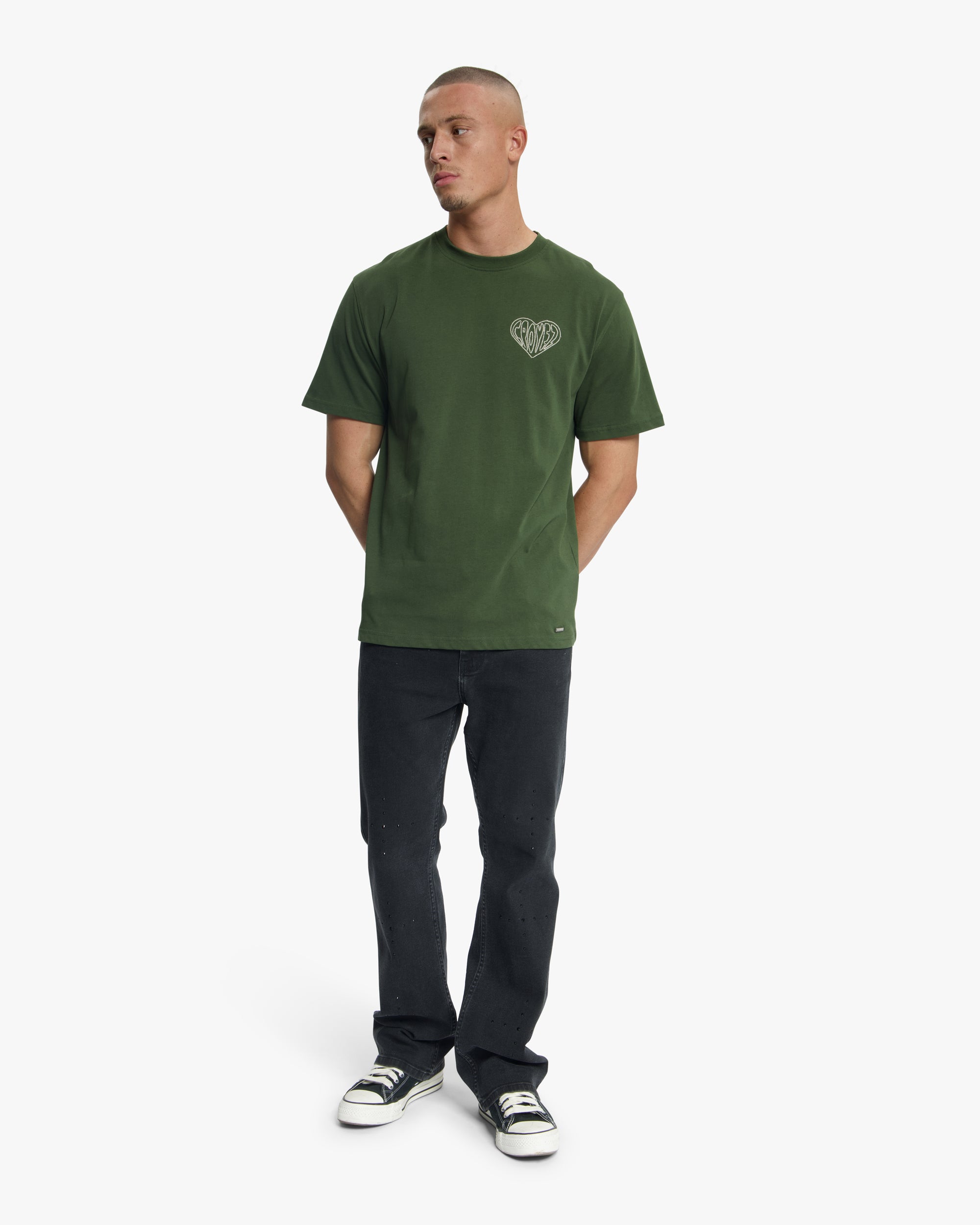 Croyez Stitched Heart T-Shirt | Forest Green