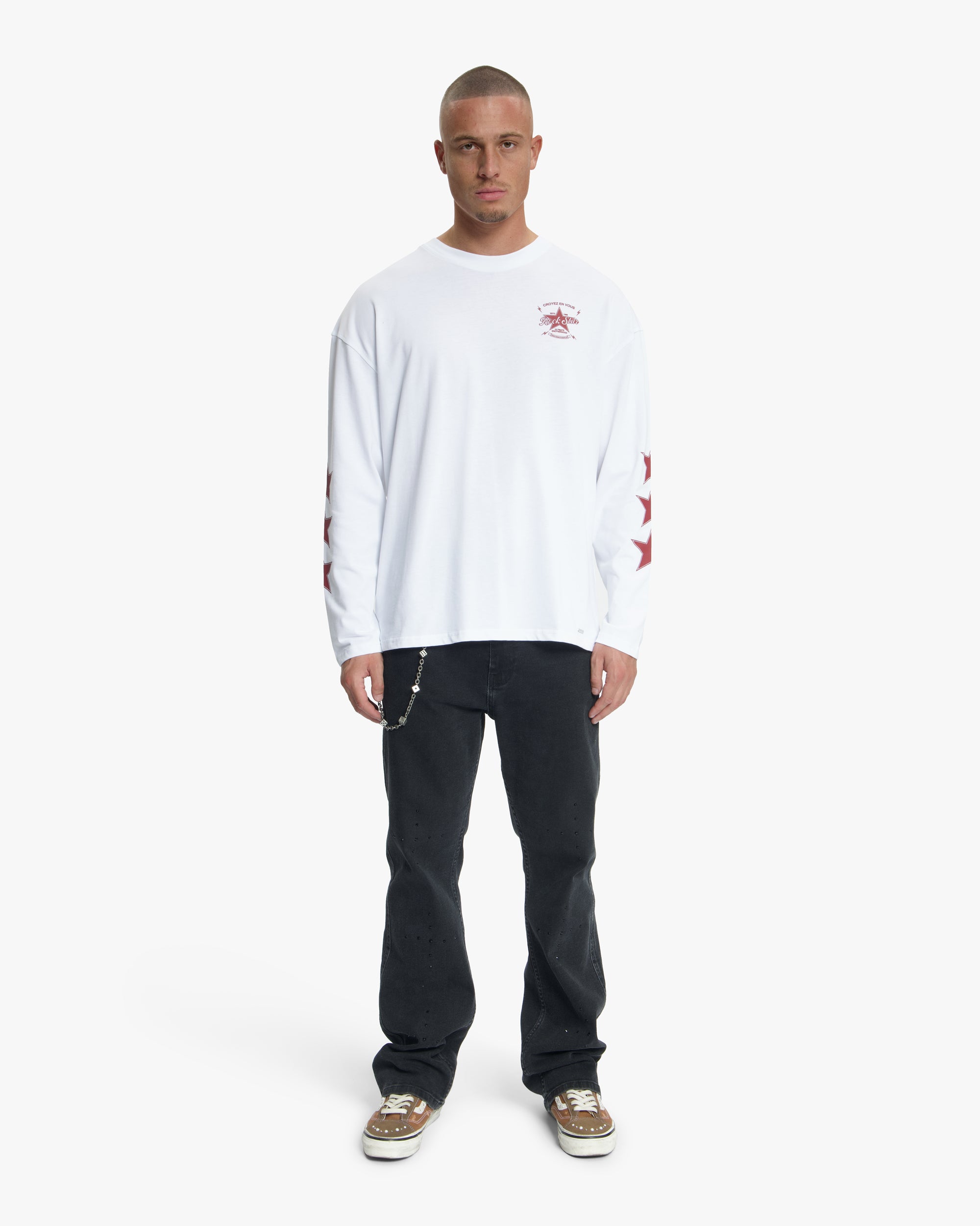 Croyez Rockstar Longsleeve T-Shirt | White/Cherry