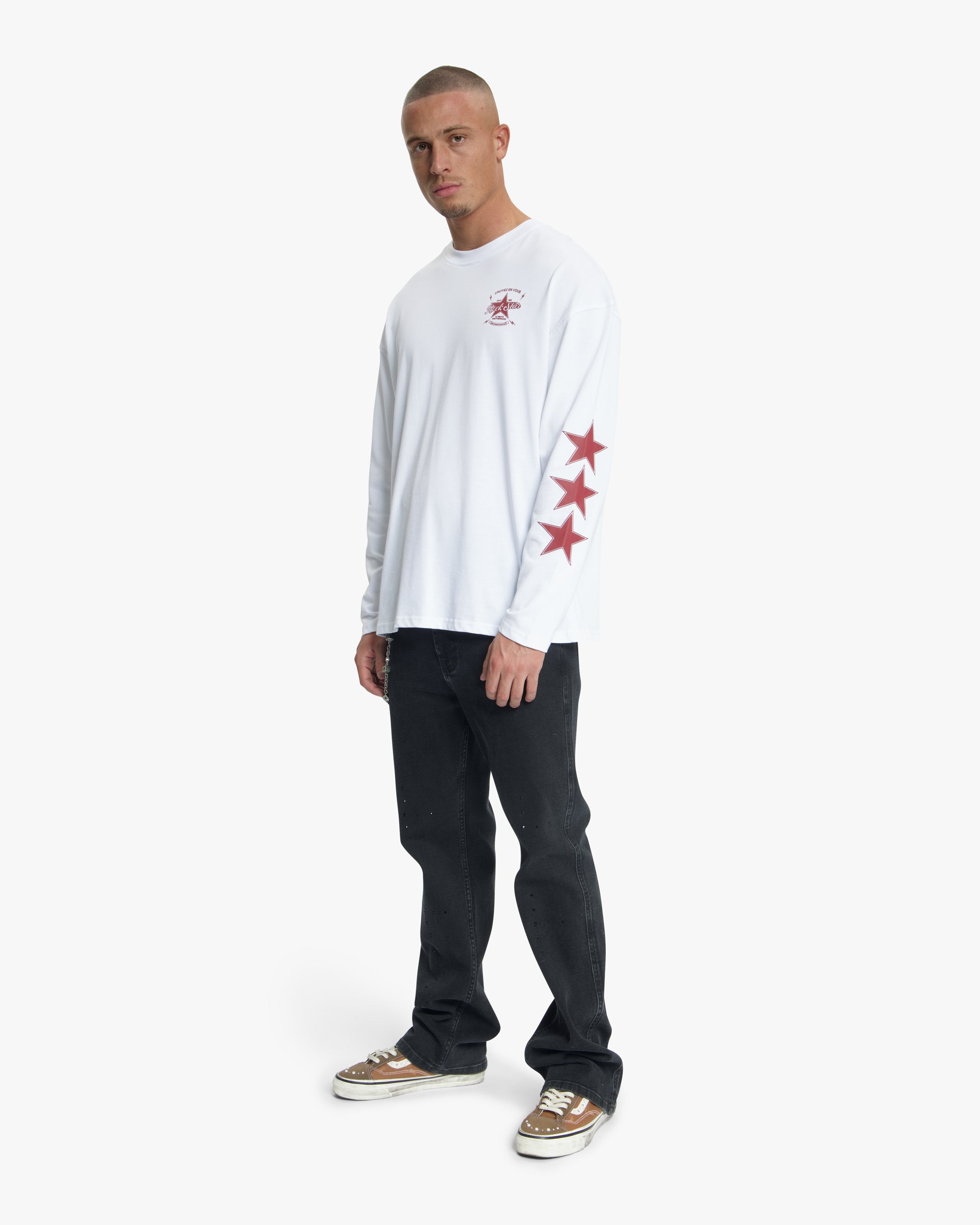 Croyez Rockstar Longsleeve T-Shirt | White/Cherry