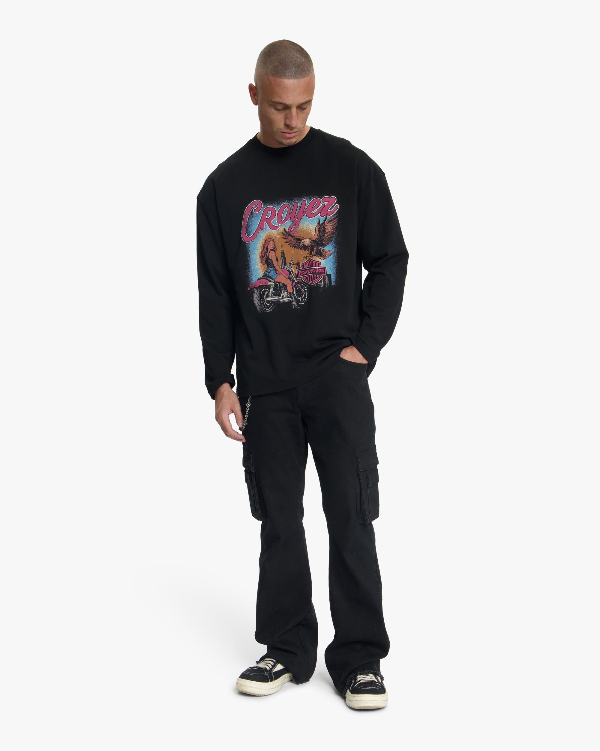 Croyez Midnight Eagle Longsleeve T-Shirt | Black
