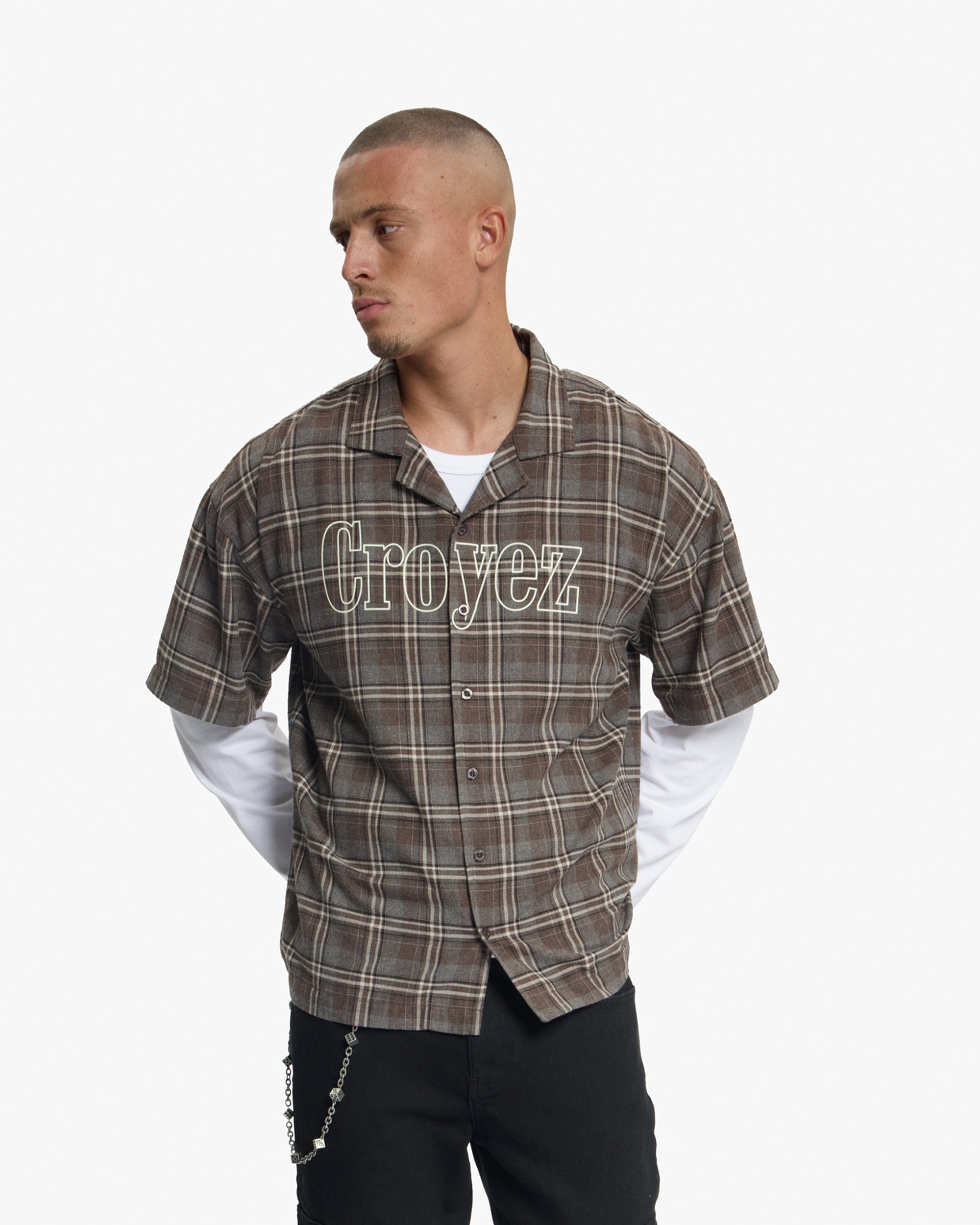 Croyez Double Sleeve Flannel T-Shirt | Brown