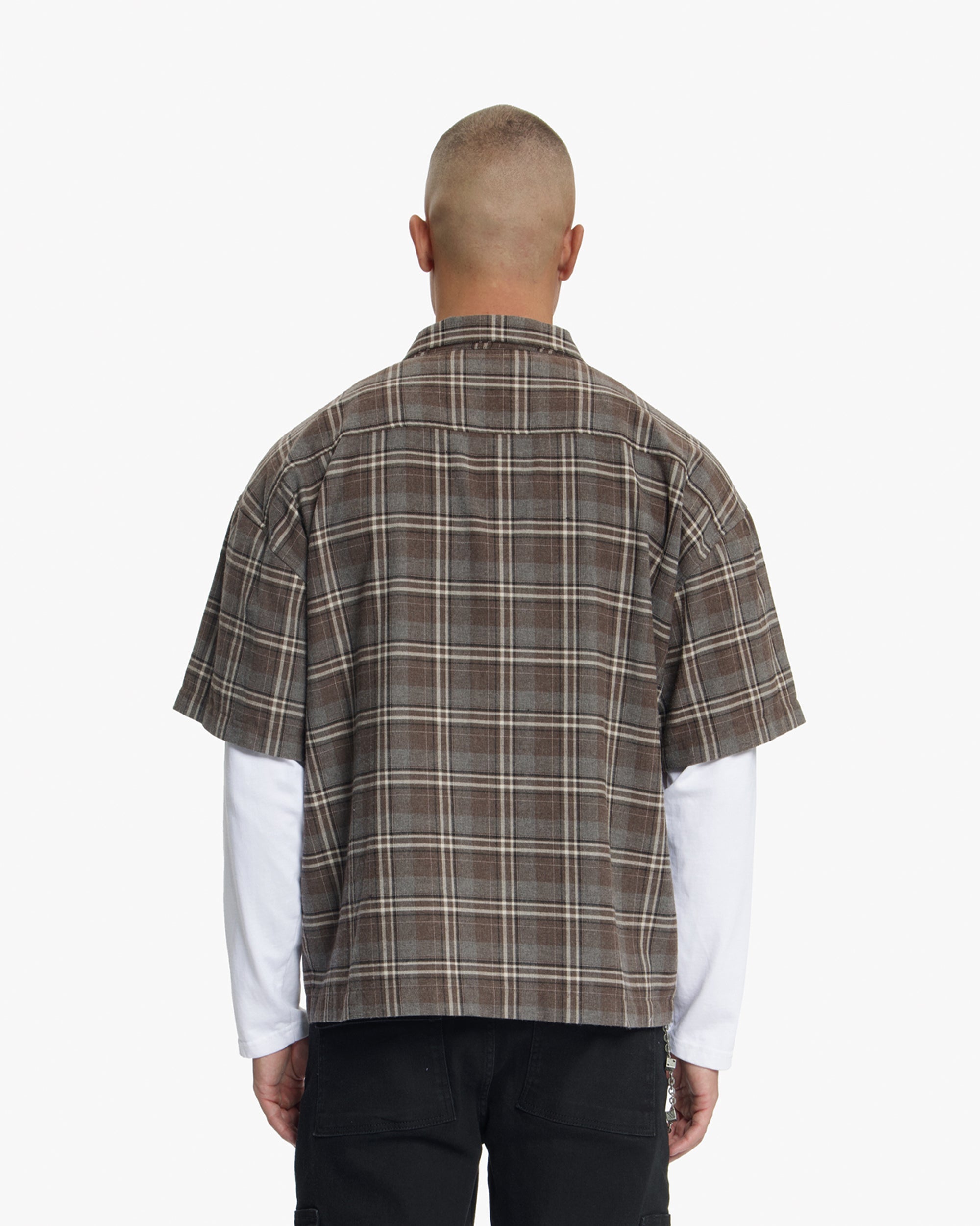 Croyez Double Sleeve Flannel T-Shirt | Brown