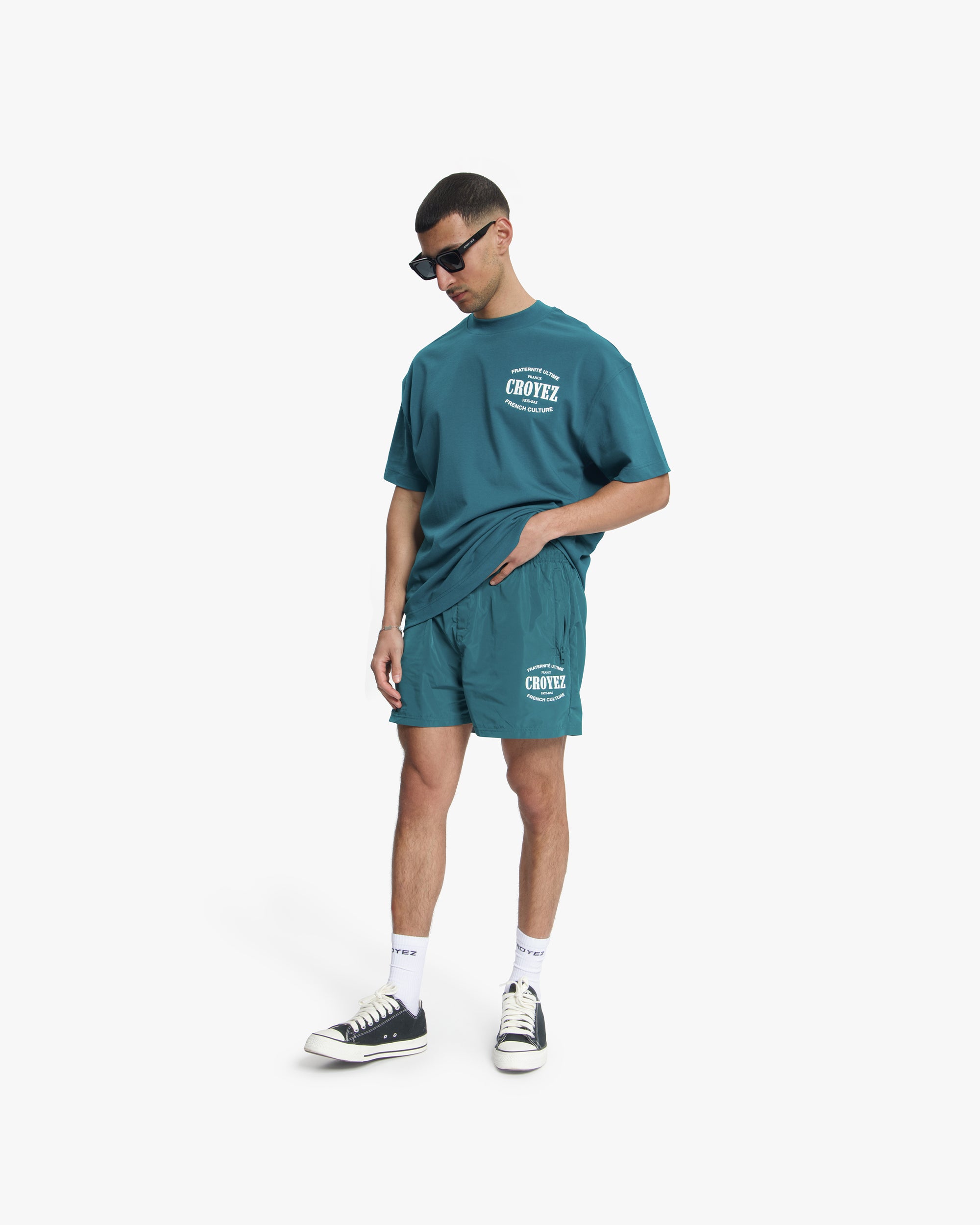 Croyez Stamp Swim Shorts | Dark Teal