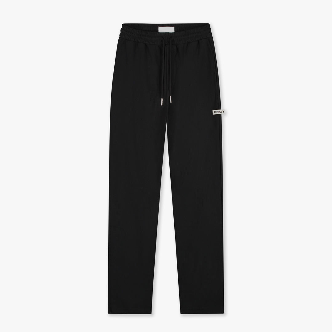 Croyez Plisse Straight Leg Pants | Black