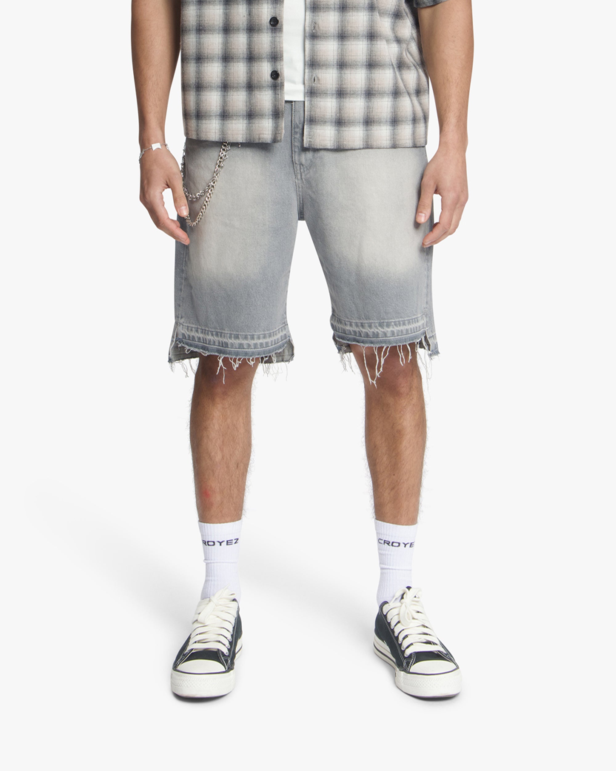 Croyez CD2 Stepped Hem Shorts | Light Grey