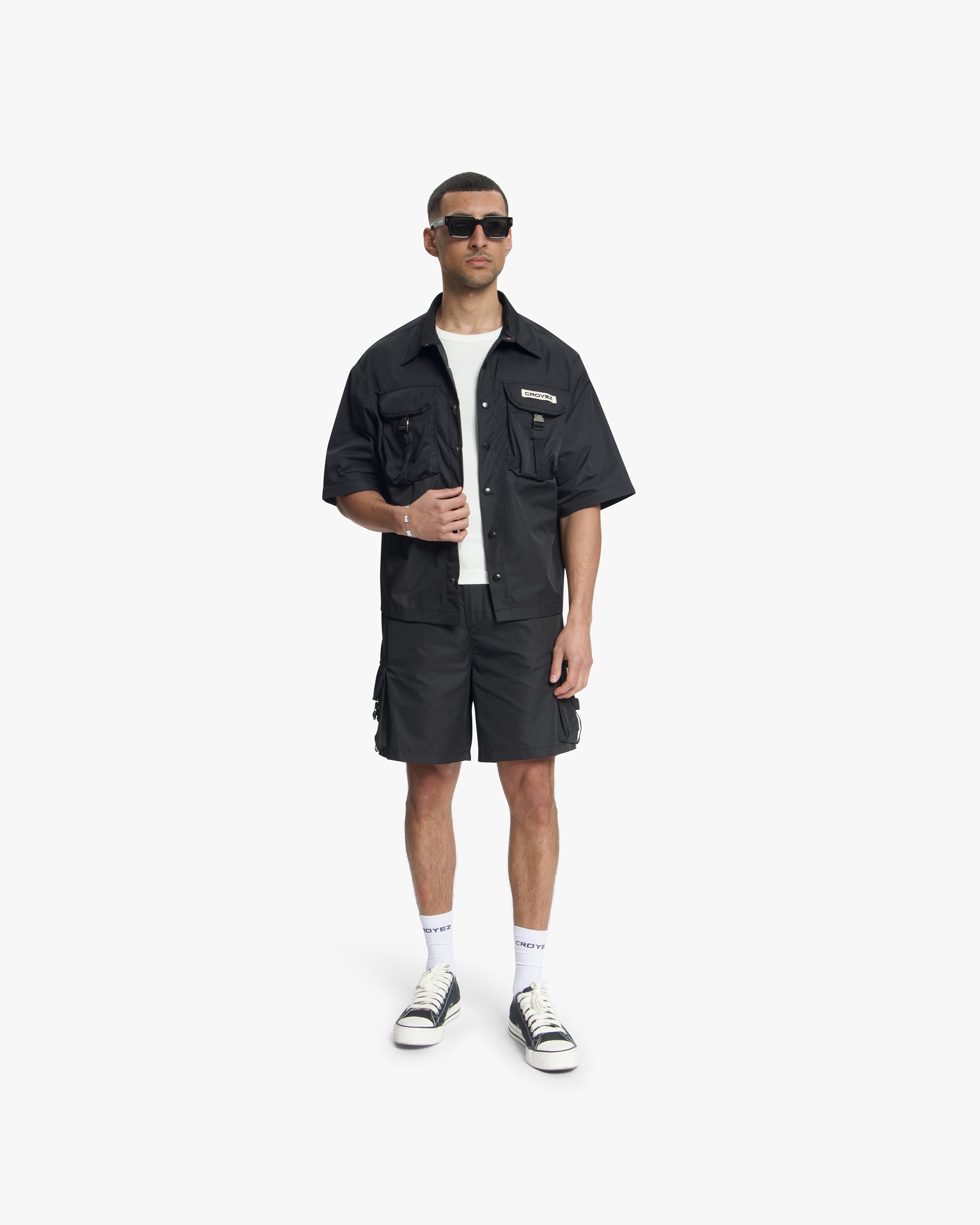 Croyez Etiquette Nylon Shorts | Black