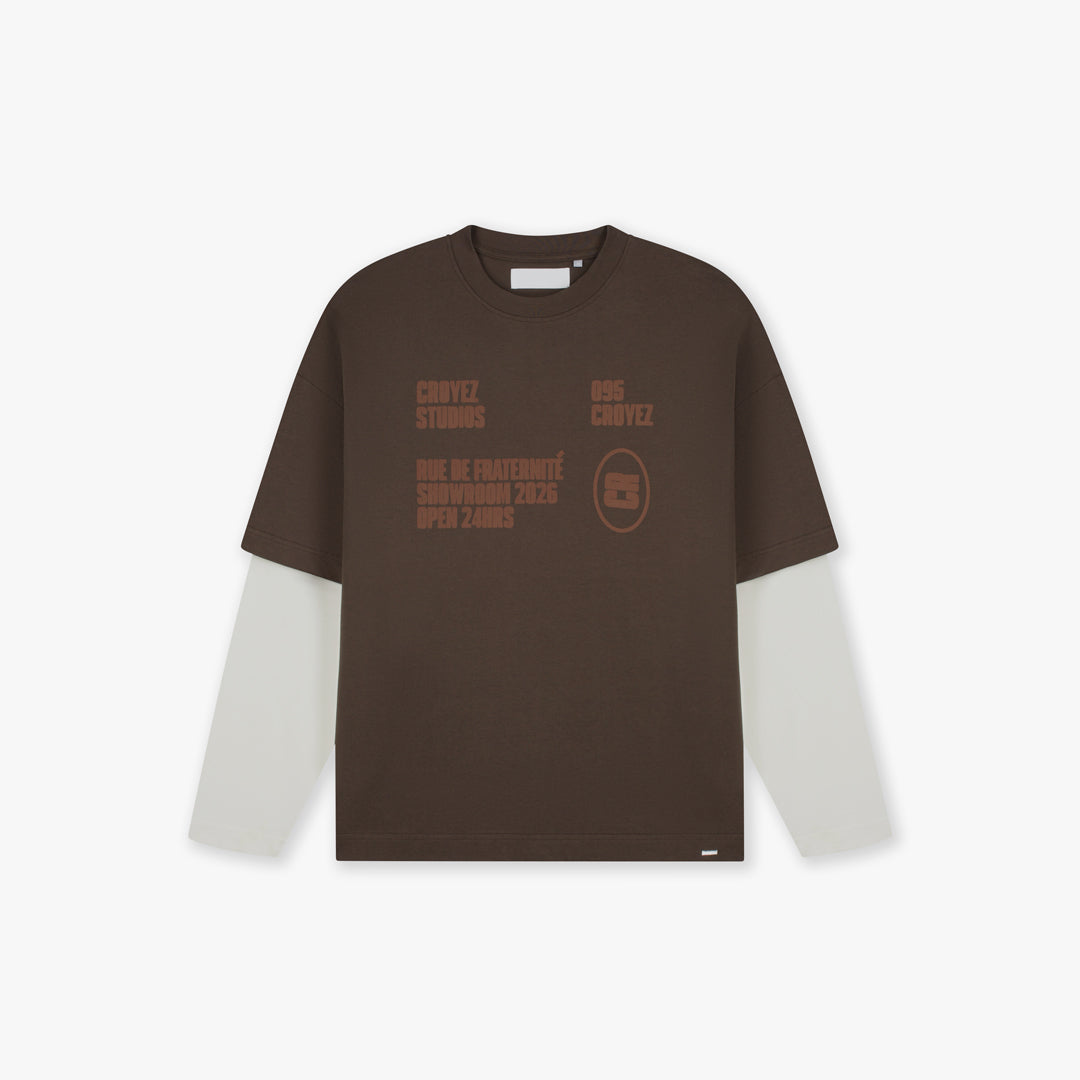  Croyez Showroom Double Sleeve T-Shirt | Brown