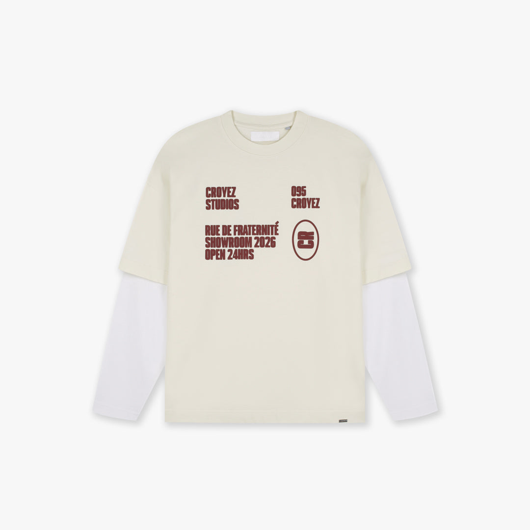  Croyez Showroom Double Sleeve T-Shirt | White/Cherry