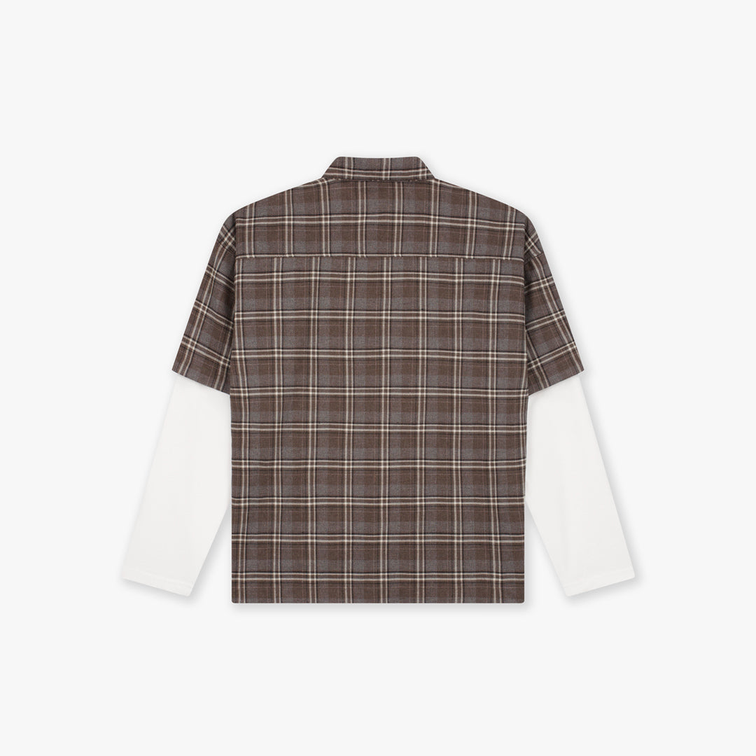 Croyez Double Sleeve Flannel T-Shirt | Brown