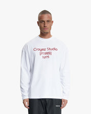 Croyez Studio Damaged Longsleeve T-Shirt | White/Cherry