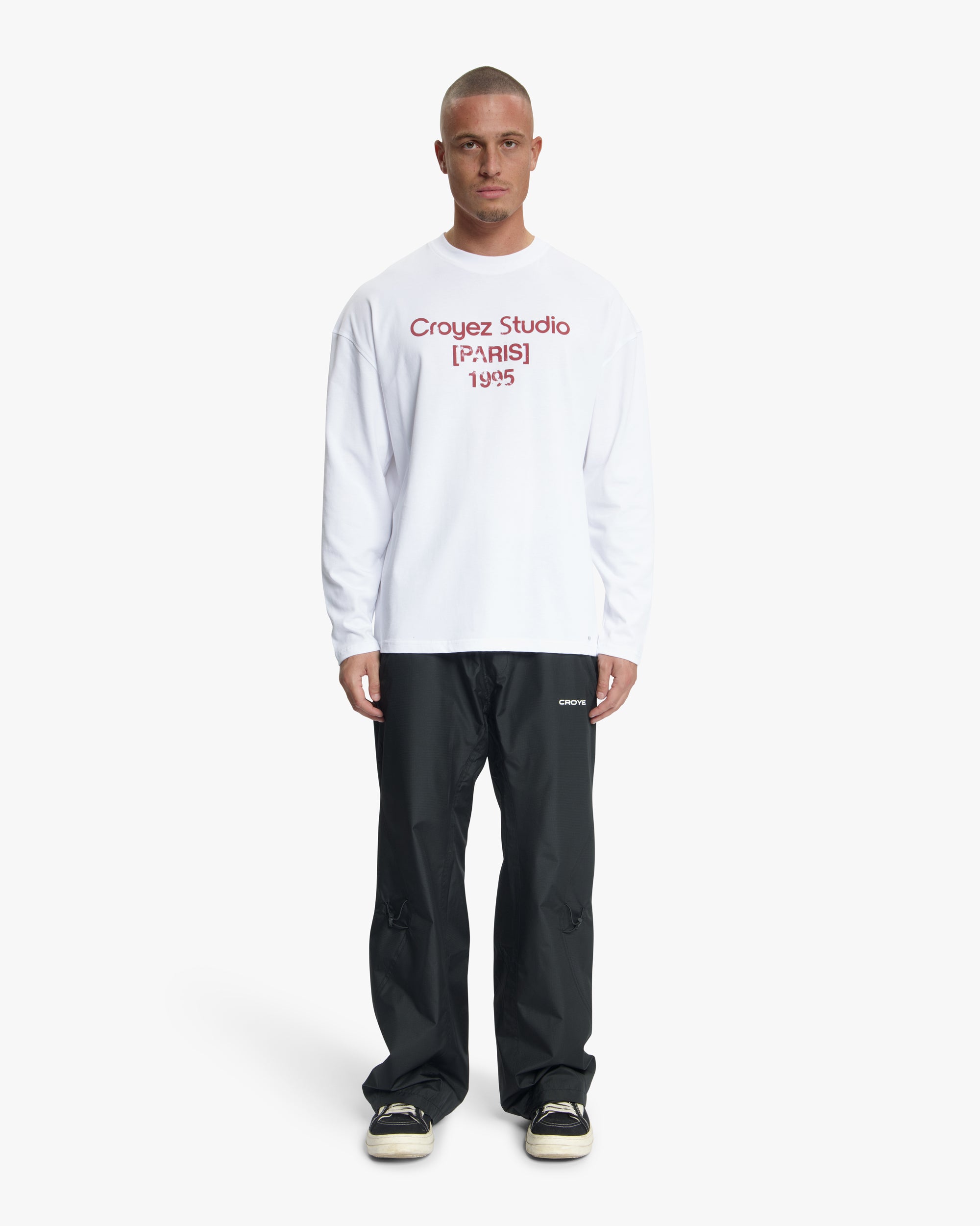 Croyez Studio Damaged Longsleeve T-Shirt | White/Cherry