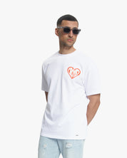 Croyez Puffed Heart T-Shirt | White/Orange
