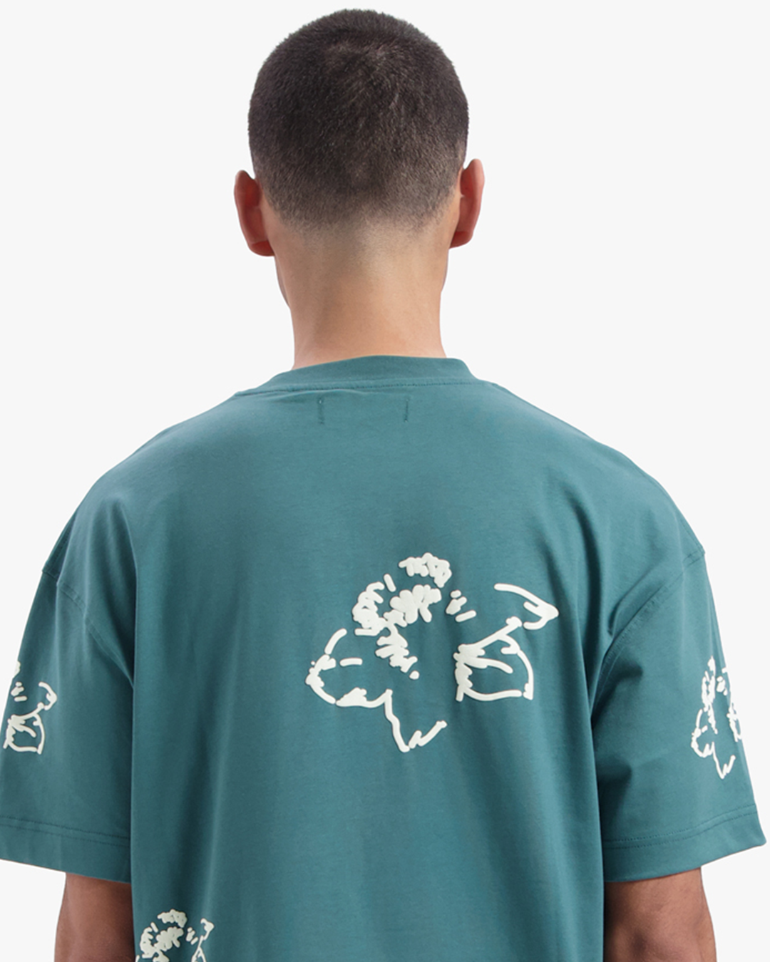 CROYEZ INITIAL FLOWER T-SHIRT | GREEN/OFF-WHITE