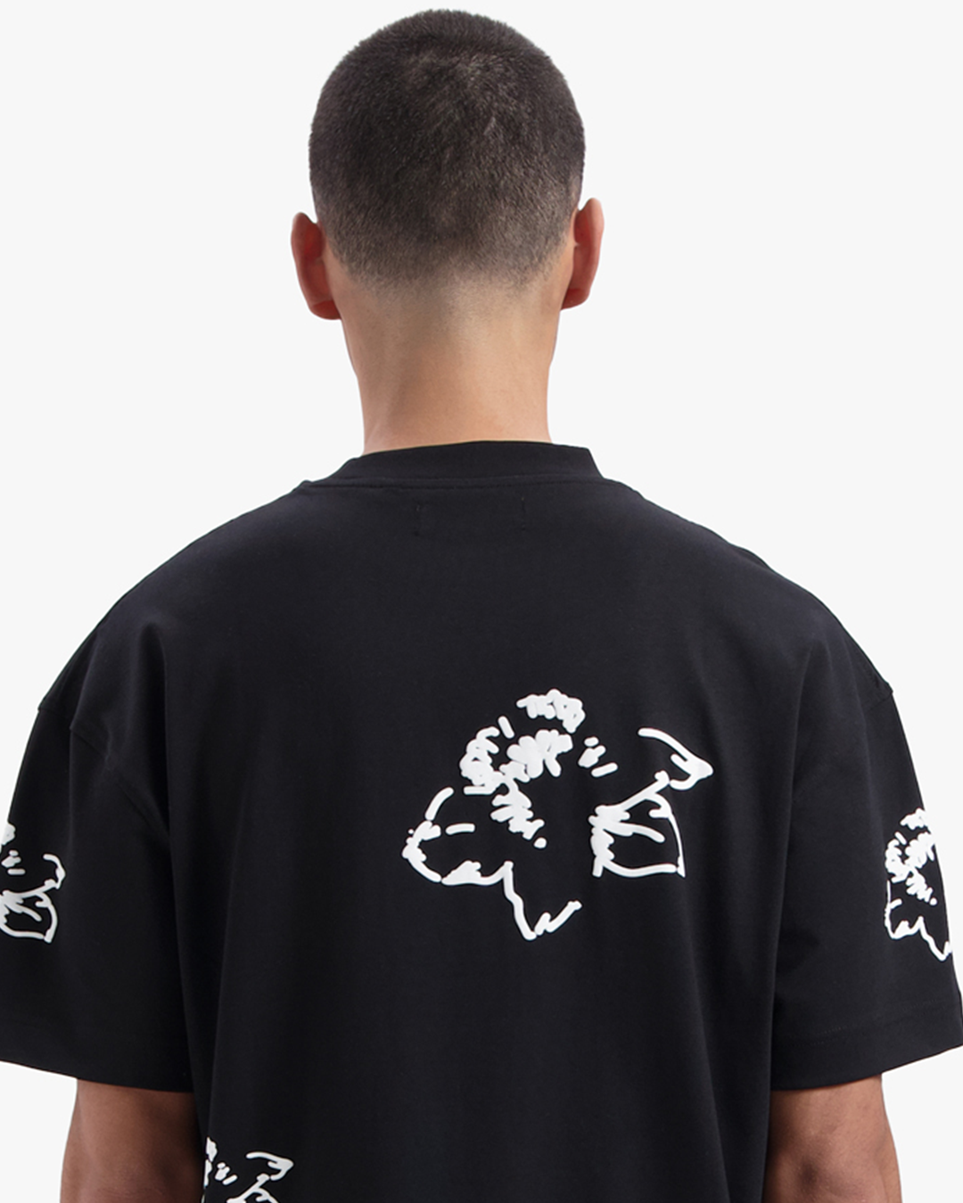 CROYEZ INITIAL FLOWER T-SHIRT | BLACK/WHITE