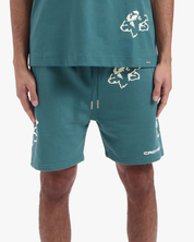 CROYEZ INITIAL FLOWER SHORTS | GREEN/OFF-WHITE