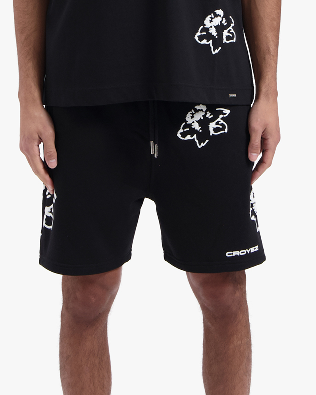 CROYEZ INITIAL FLOWER SHORTS | BLACK/WHITE