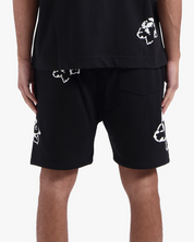 CROYEZ INITIAL FLOWER SHORTS | BLACK/WHITE