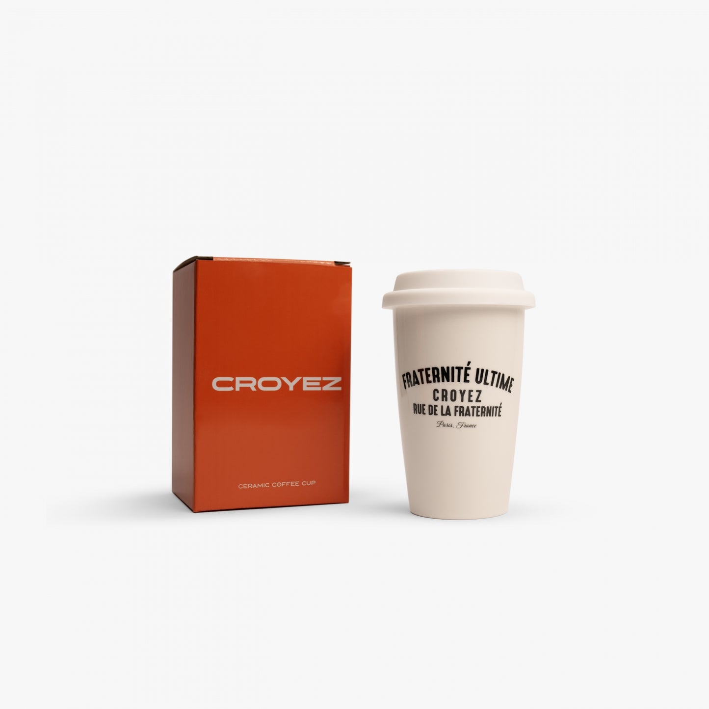 Croyez Fraternité Ceramic Coffee Cup | White/Black