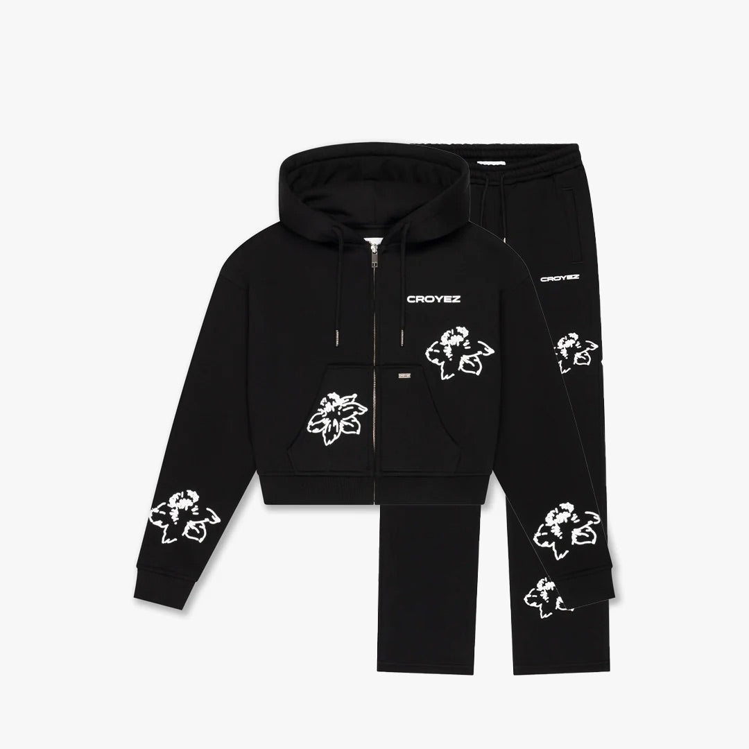 Croyez Women Initial Flower Tracksuit | Black