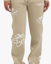 CROYEZ WOMEN FLOWER STRAIGHT LEG SWEATPANTS | SAND