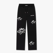 CROYEZ WOMEN FLOWER STRAIGHT LEG SWEATPANTS | BLACK