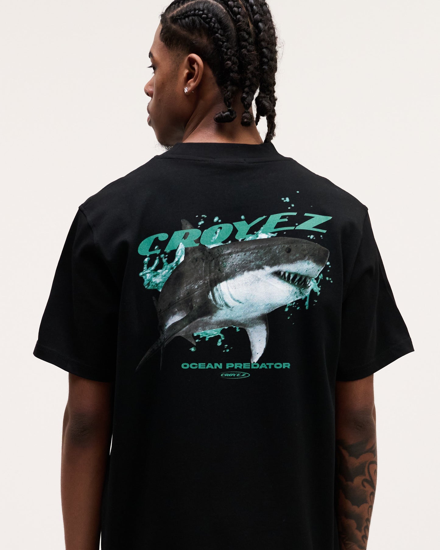 CROYEZ SHARK T-SHIRT - BLACK/TEAL