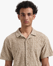 CROYEZ MONOGRAM TOWELLING SHIRT | STONE