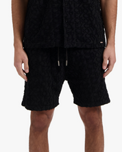 CROYEZ MONOGRAM TOWELLING SHORTS | BLACK