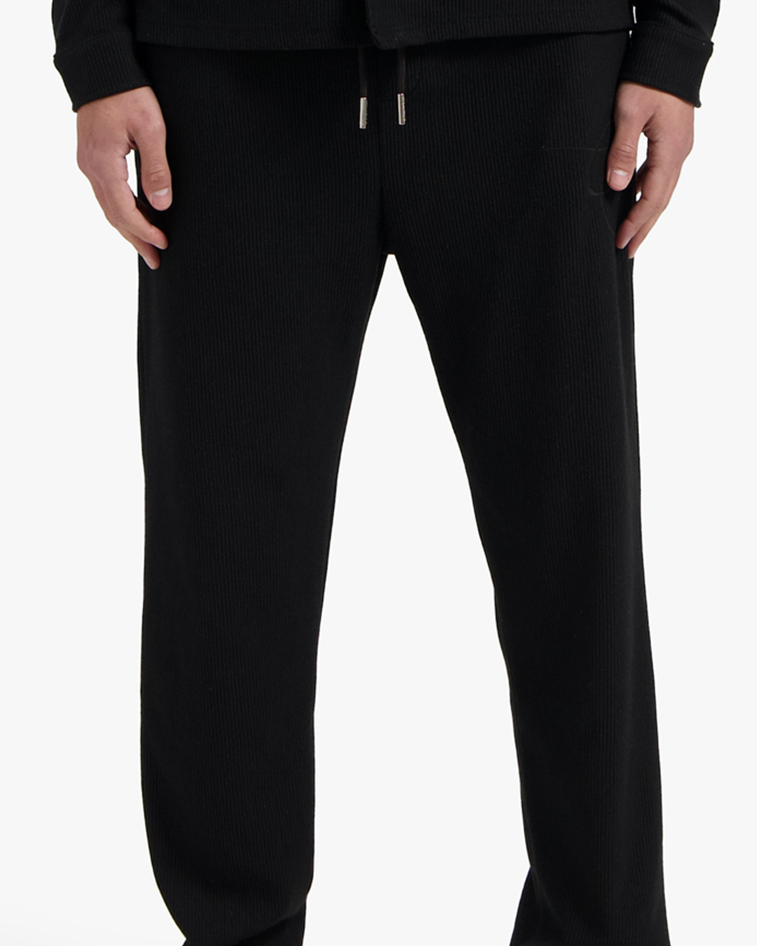 CROYEZ RIBBED STRAIGHT LEG PANTS | BLACK