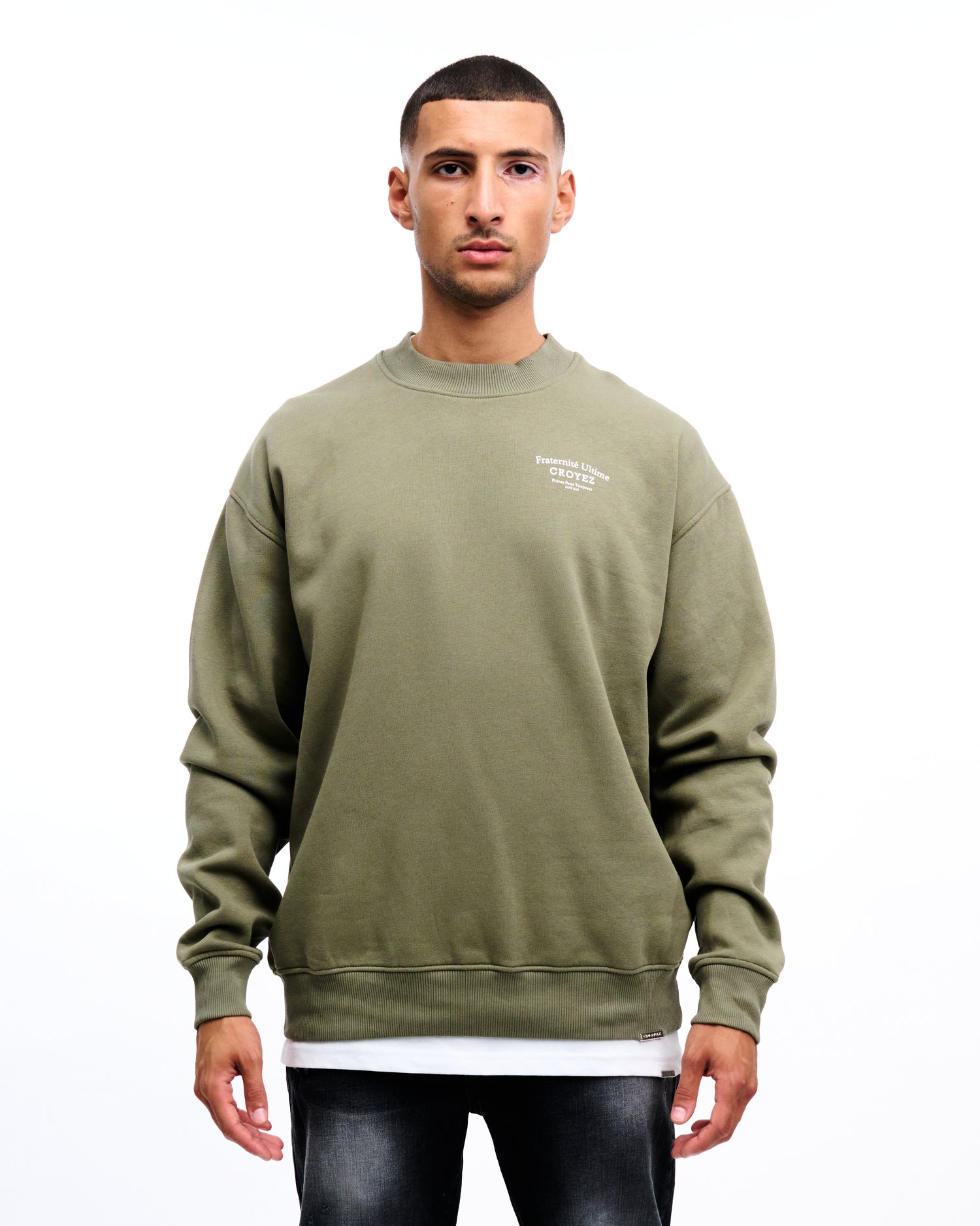 CROYEZ FRATERNITÉ SWEATER - OLIVE/WHITE