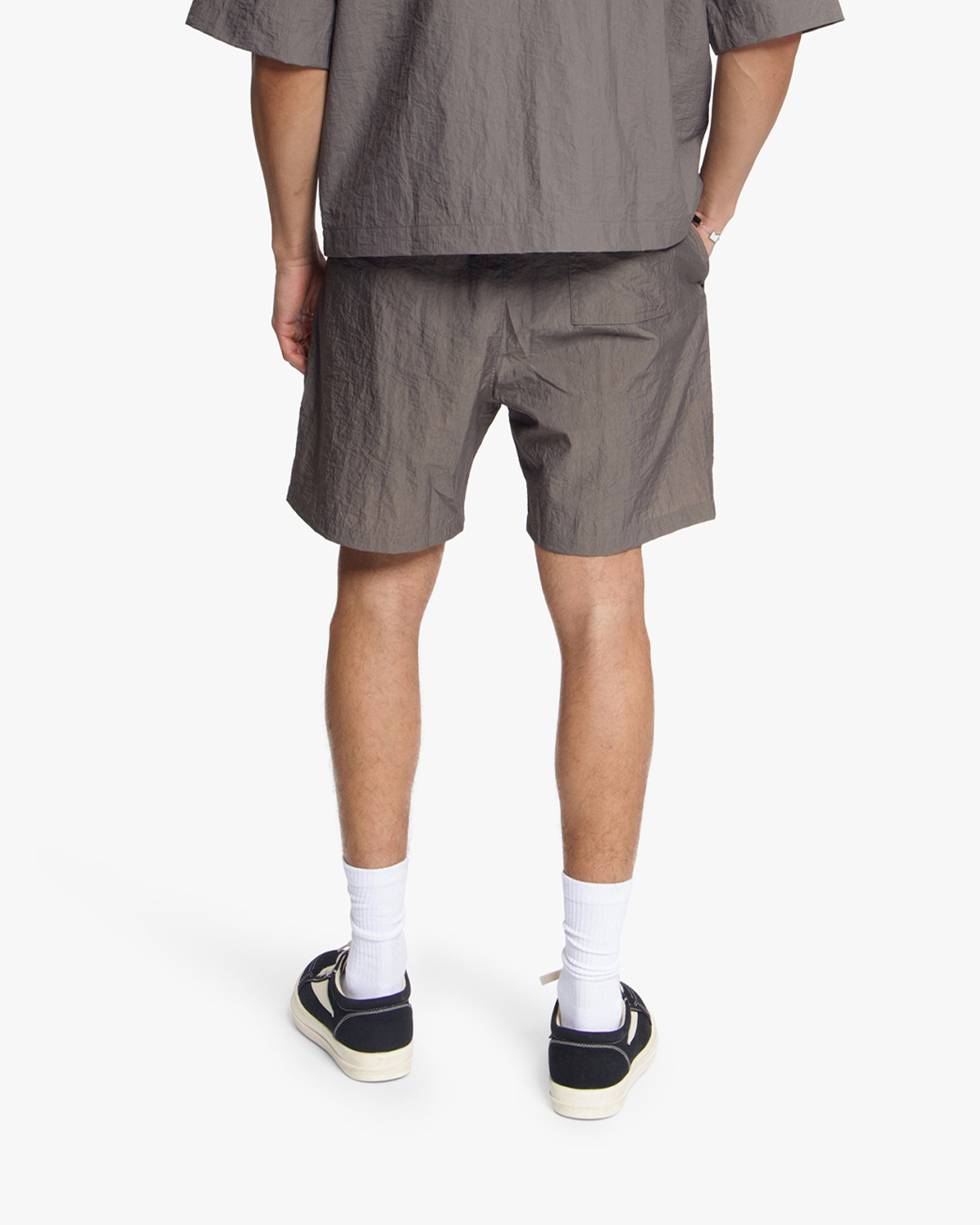 Croyez Crinkle Patch Shorts | Washed Brown