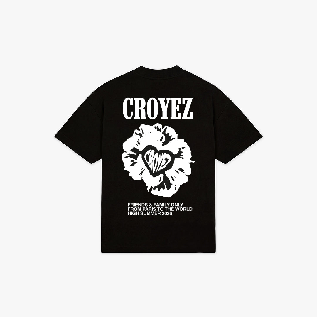 Croyez Flower And Heart T-Shirt | Black