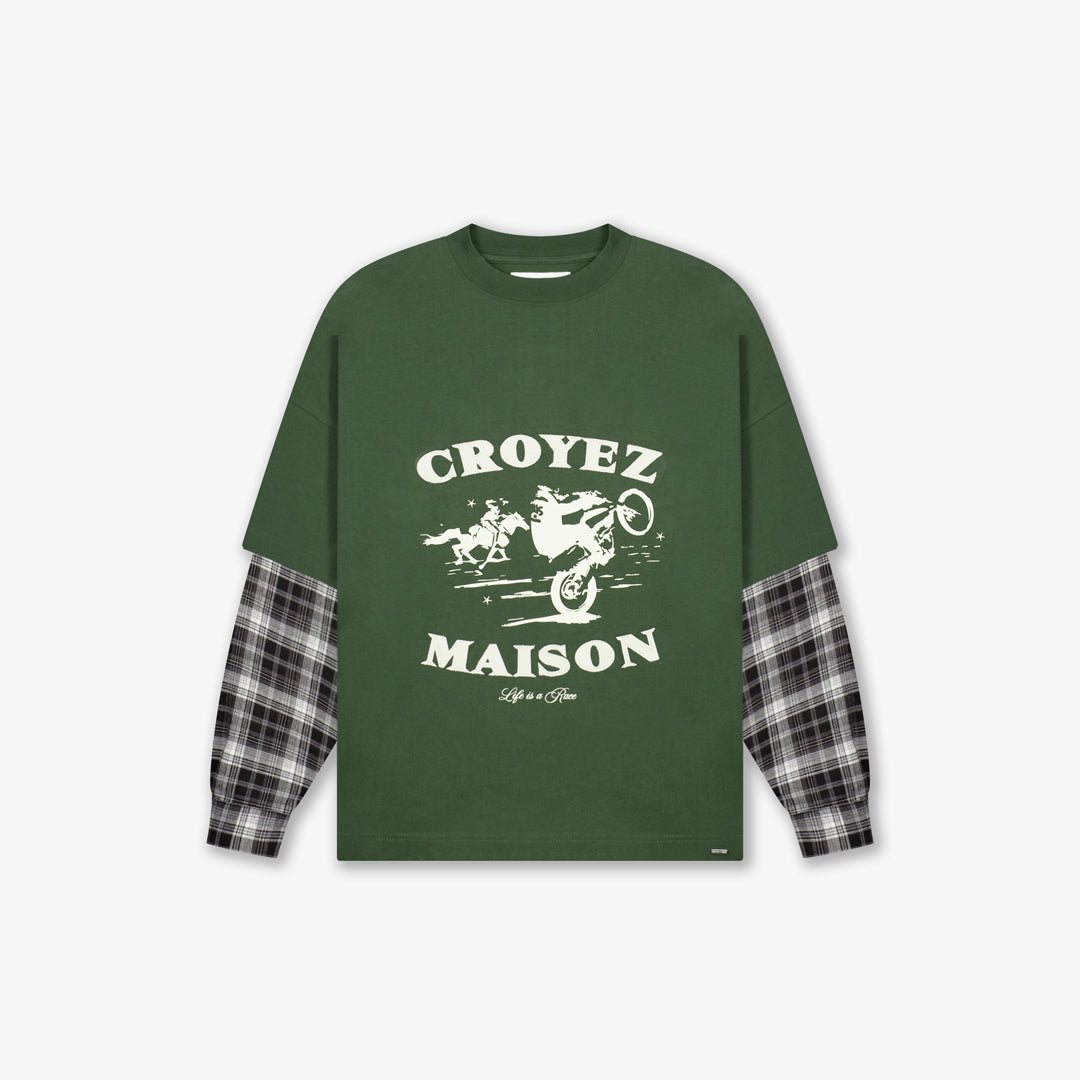  Croyez Layered Race T-Shirt | Forest Green