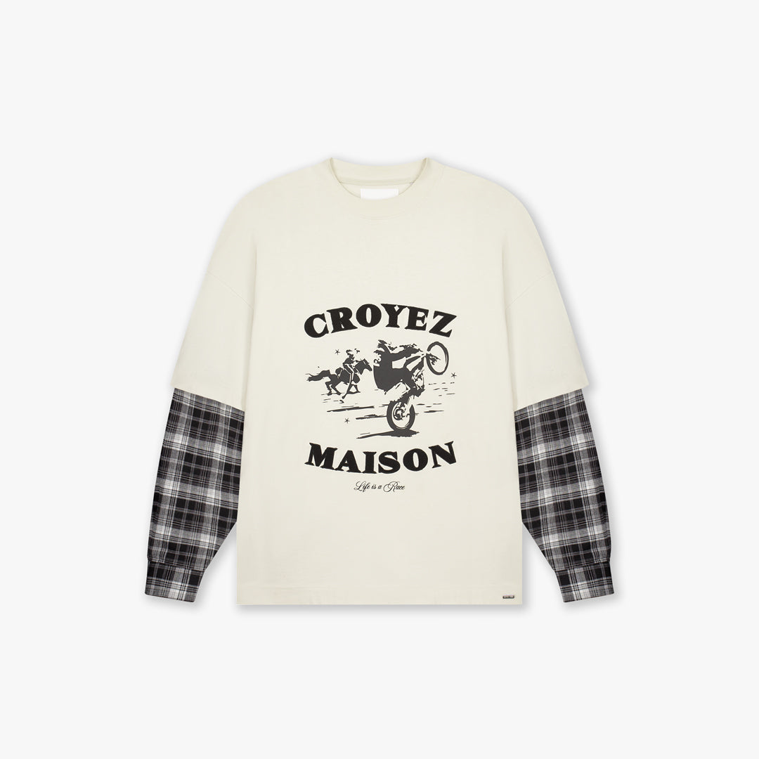Croyez Layered Race T-Shirt | Light Beige