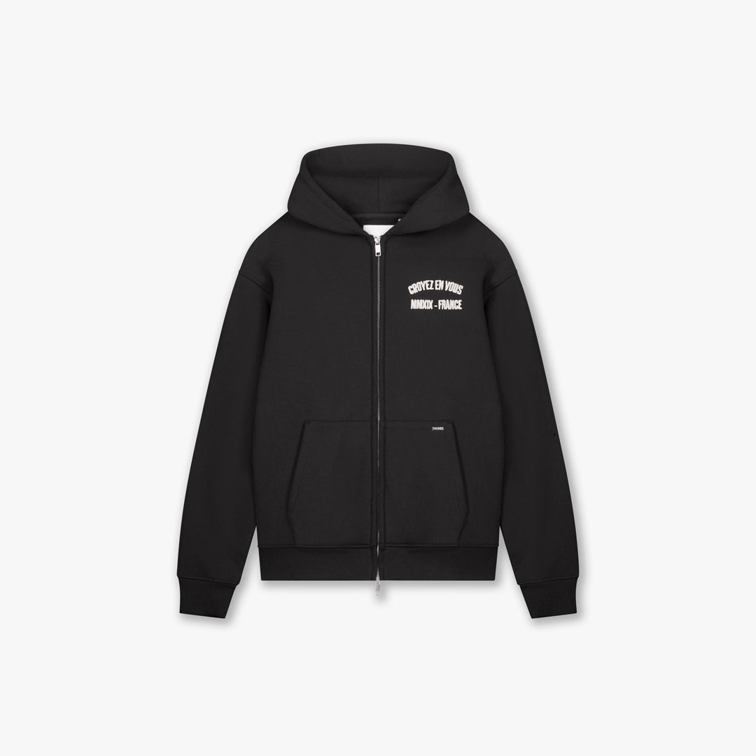  Croyez Rhinestone Zip Hoodie | Black