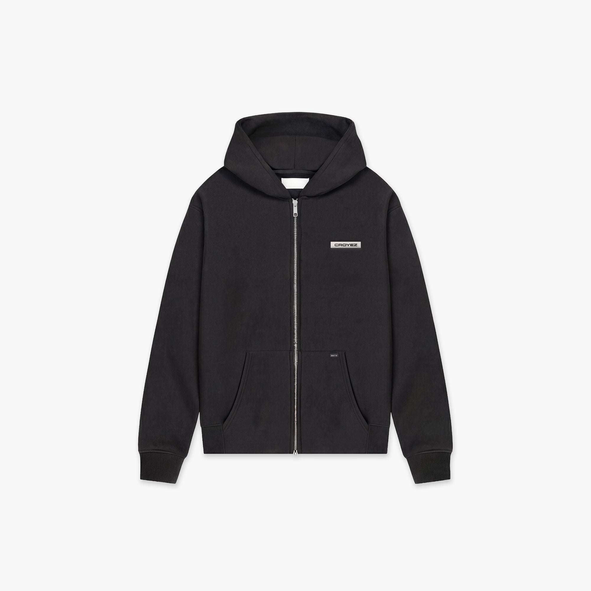  Croyez Etiquette Zip Hoodie | Vintage Black