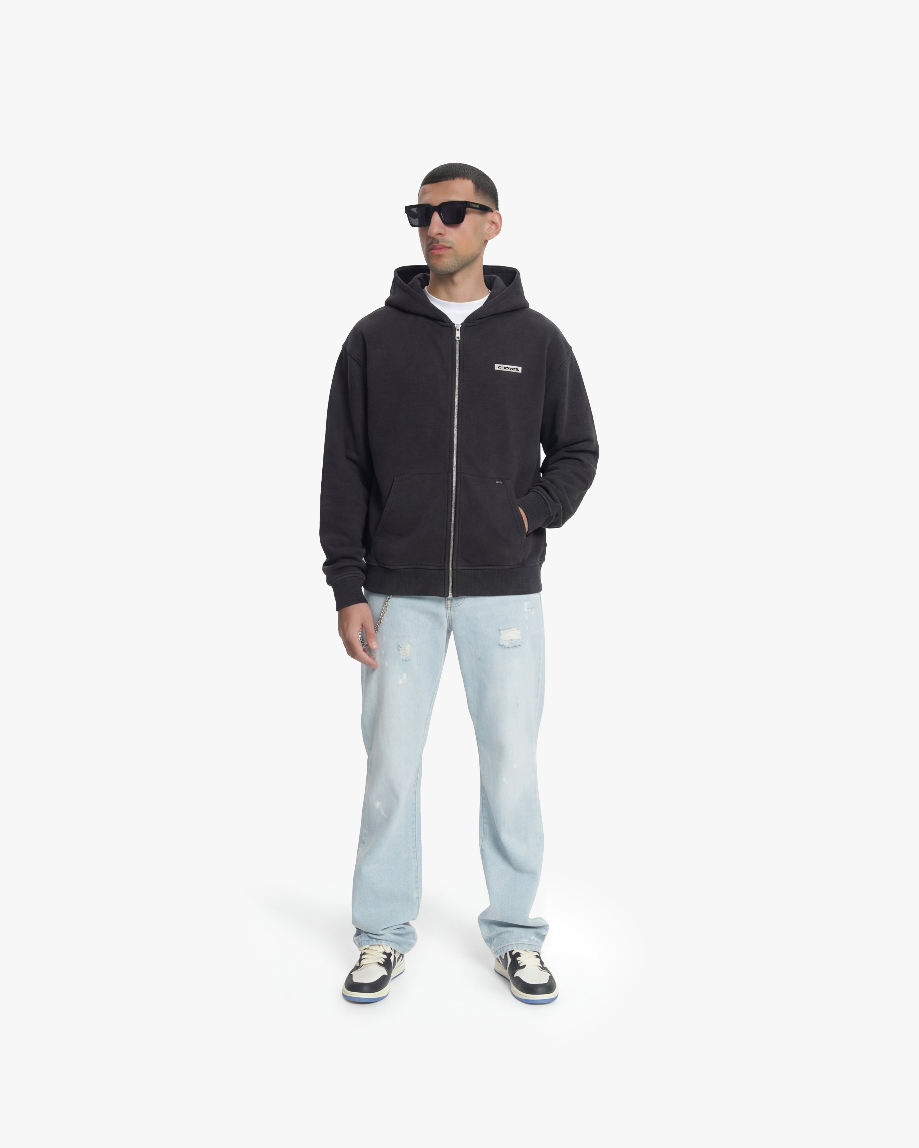 Croyez Etiquette Zip Hoodie | Vintage Black
