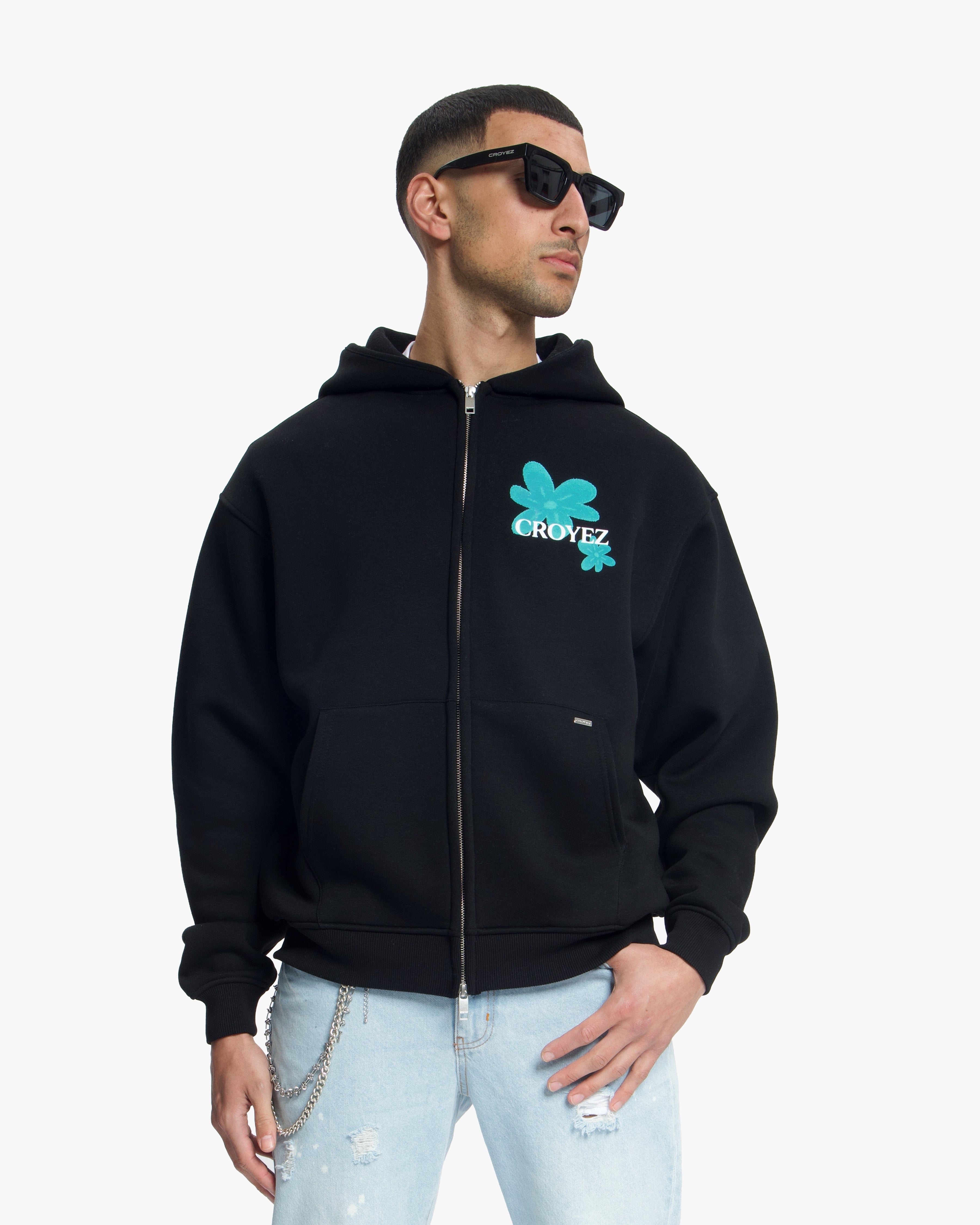 Croyez Botanique Zip Hoodie | Black/Dark Teal