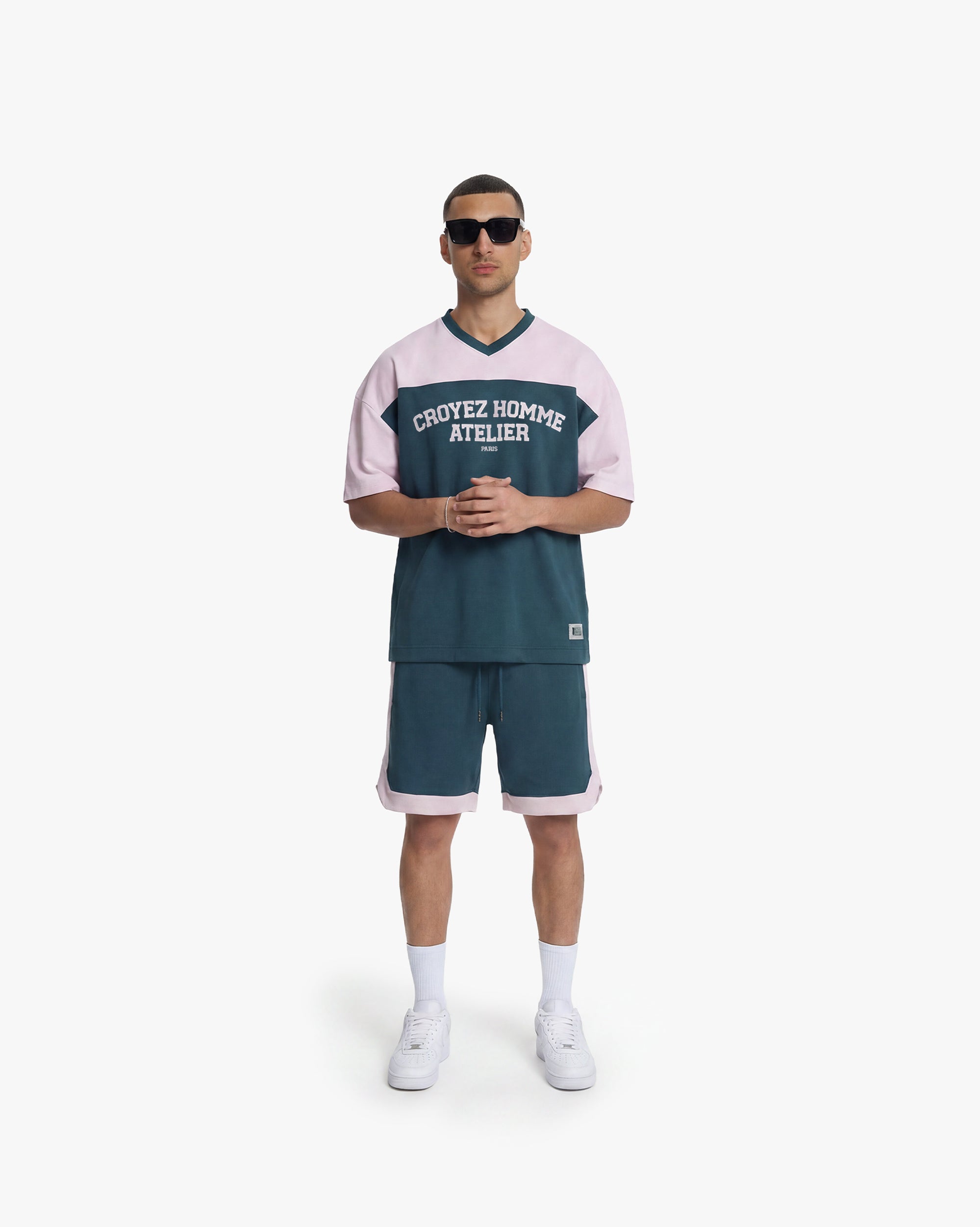 Croyez Jersey Sport Shorts | Dark Teal/Pink