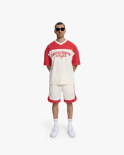 Croyez Jersey Sport Shorts | Off-White/Red