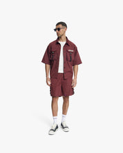 Croyez Etiquette Nylon Shorts | Burgundy