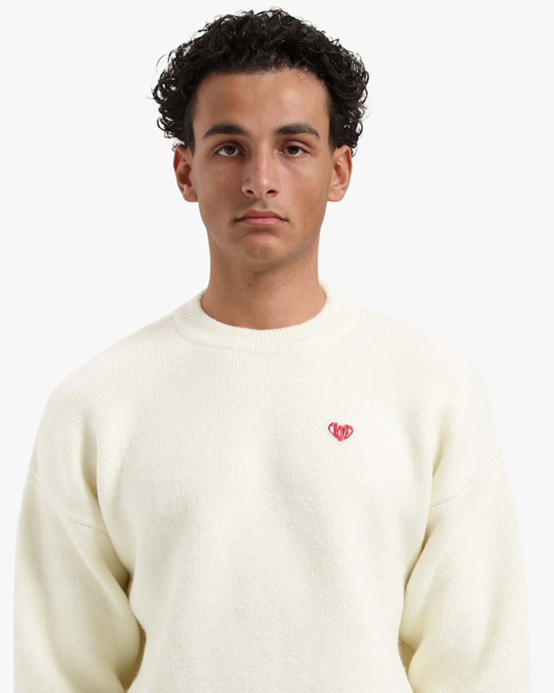 CROYEZ HEART KNIT SWEATER - OFF-WHITE