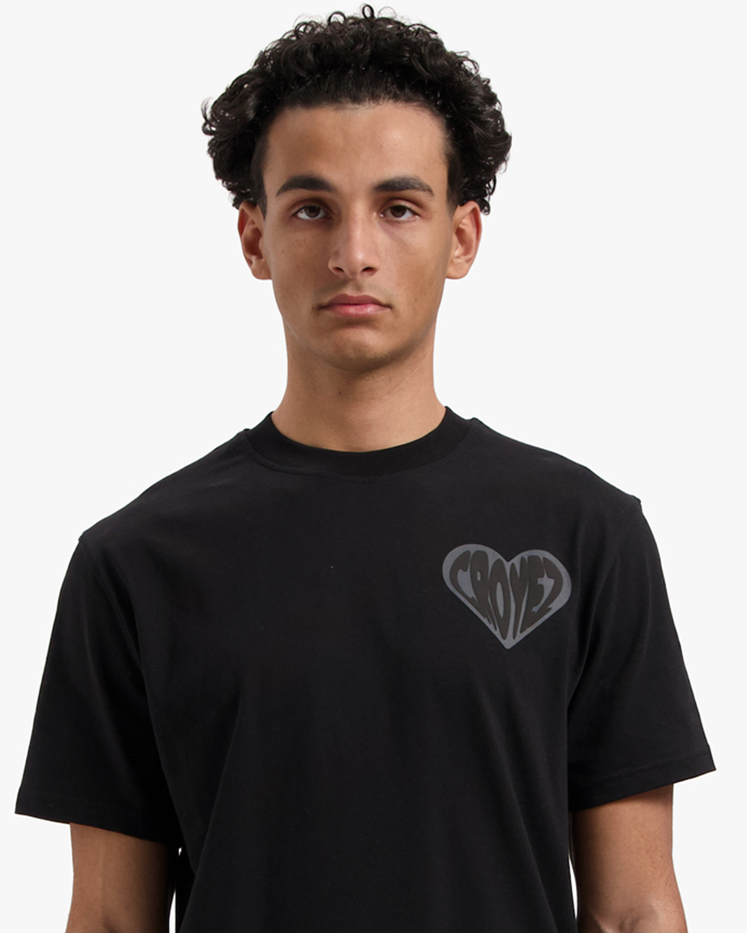 CROYEZ PUFFED HEART T-SHIRT - BLACK