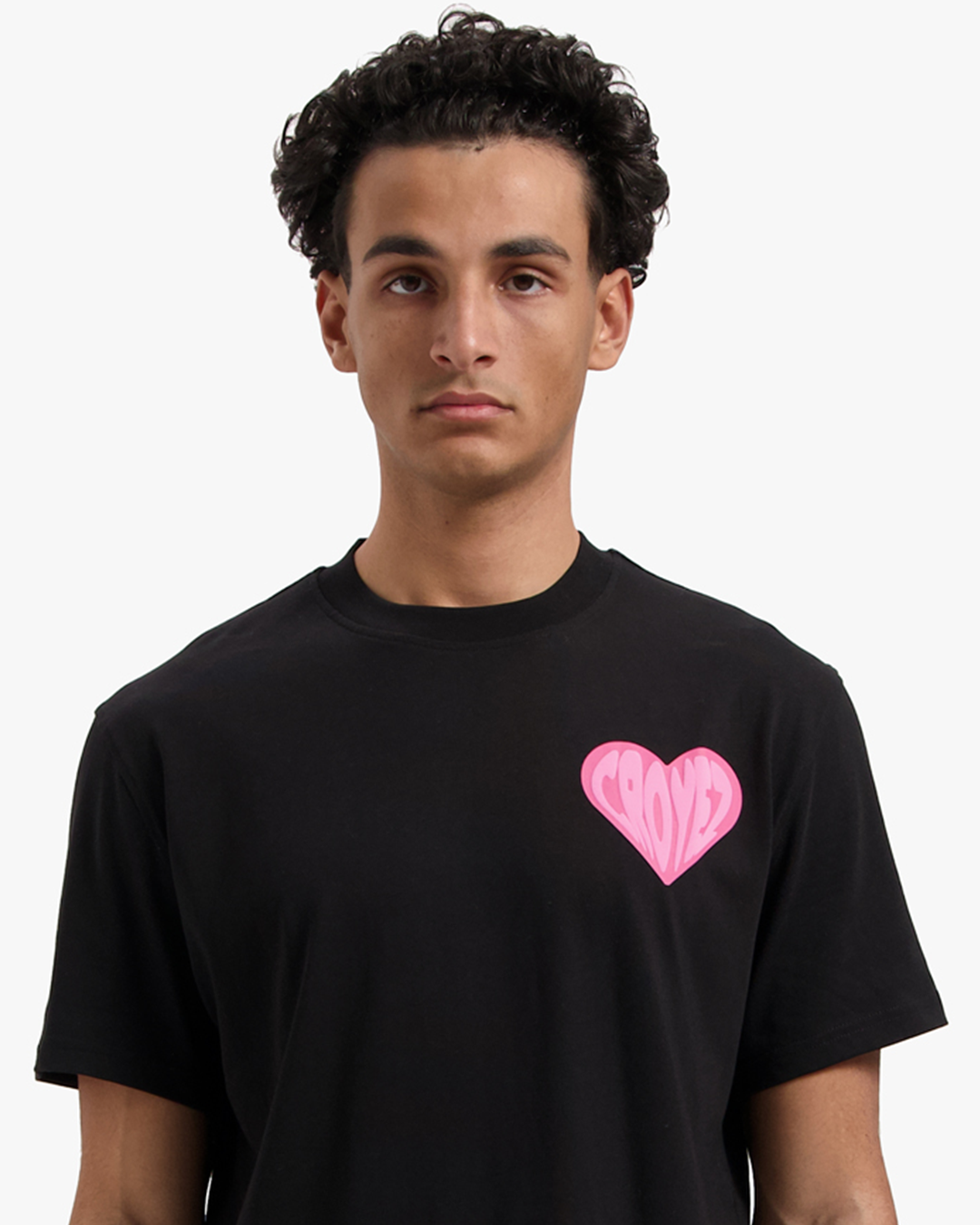 CROYEZ PUFFED HEART T-SHIRT | BLACK/PINK