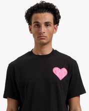 CROYEZ PUFFED HEART T-SHIRT | BLACK/PINK