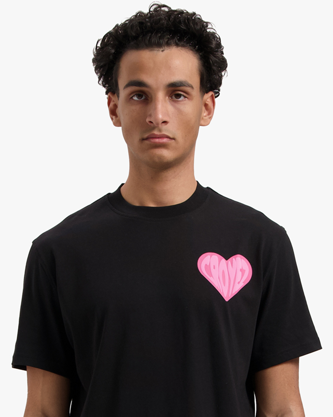 CROYEZ PUFFED HEART T-SHIRT - BLACK/PINK